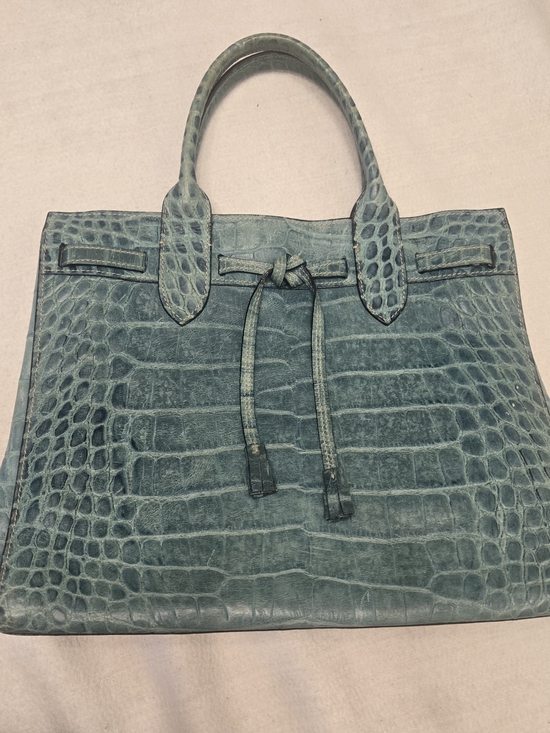 Dooney & Bourke Handbags - Dooney & Bourke Teal Croc-Embossed Leather Satchel